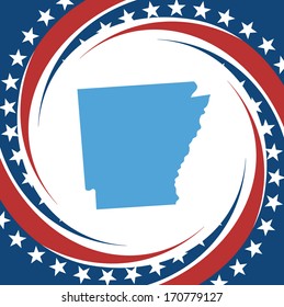 Label with map of Arkansas, vector