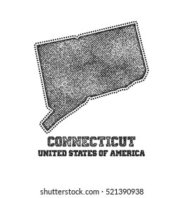Label with map of connecticut. Vector illustration.