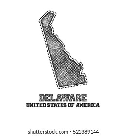Label with map of delaware. Vector illustration.