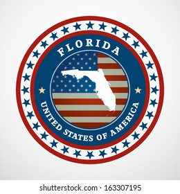 Label with map of Florida, vector