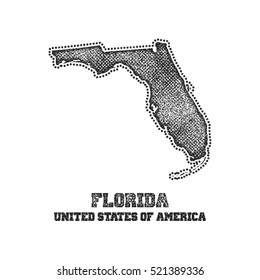 Label with map of florida. Vector illustration.