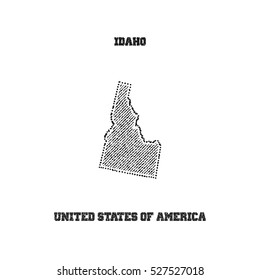 Etiqueta con mapa de idaho. Ilustración vectorial.