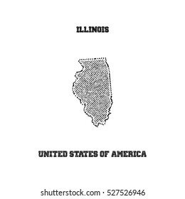 Label with map of illinois. Vector illustration.