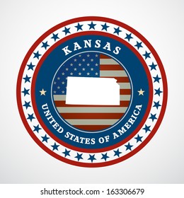 Label with map of Kansas, vector