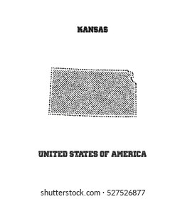 Label with map of kansas. Vector illustration.