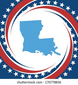 Label with map of Louisiana, vector