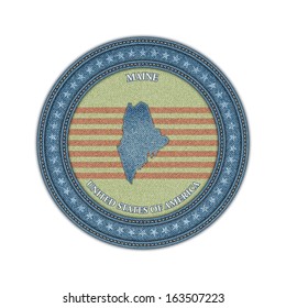 Etiqueta con mapa de maíz. Denim style. Vector eps 10