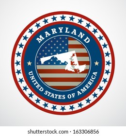 Label with map of Maryland, vector