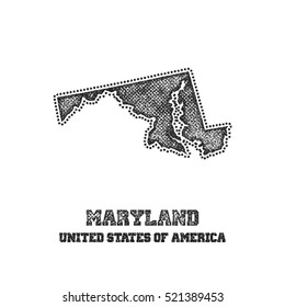 Label with map of maryland. Vector illustration.