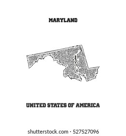 Label with map of maryland. Vector illustration.