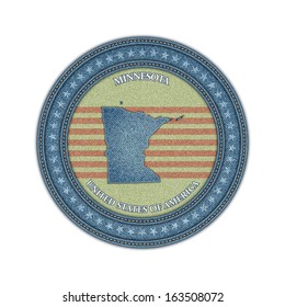 Label with map of minnesota. Denim style. Vector eps 10