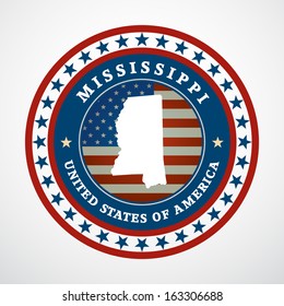 Label with map of Mississippi, vector
