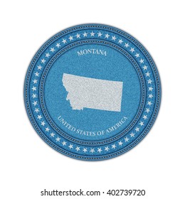 Label with map of montana. Denim style. Vector eps 10