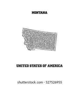 Label with map of montana. Vector illustration.