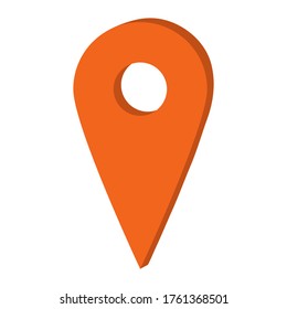 Label for map navigation. Isometric vector drawing. Color red, white isolated background.