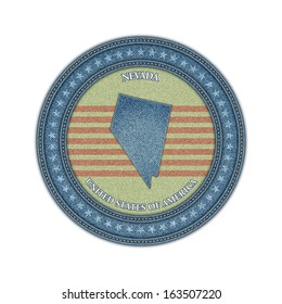 Label with map of nevada. Denim style. Vector eps 10