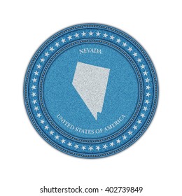 Etiqueta con mapa de nevada. Denim style. Vector eps 10