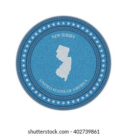 Label with map of new jersey. Denim style. Vector eps 10