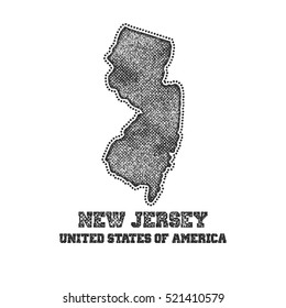 Label with map of new jersey. Vector illustration.