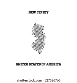 Label with map of new jersey. Vector illustration.