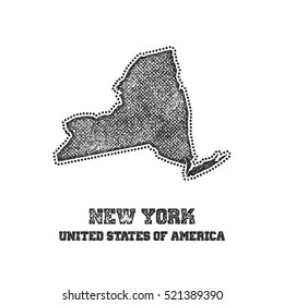 Etiqueta com mapa de Nova Iorque. Ilustração vetorial.