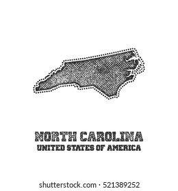 Label with map of north carolina. Vector illustration.