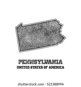 Label With Map Of Pennsylvania. Vector Illustration.