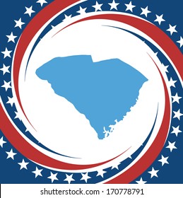 Label with map of South Carolina, vector