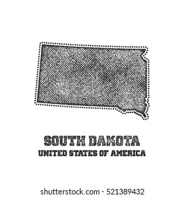 Label with map of south dakota. Vector illustration.