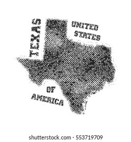Etiqueta con mapa de texas. Ilustración vectorial.