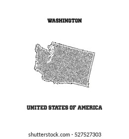 Label with map of washington. Vector illustration.