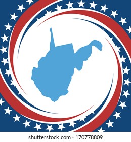 Label with map of West Virginia, vector