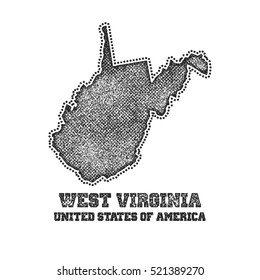Label with map of west virginia. Vector illustration.