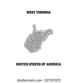 Label with map of west virginia. Vector illustration.