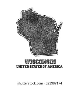 Label with map of wisconsin. Vector illustration.