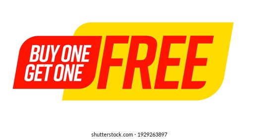 Label with marketing deal and super bargain information. Buy one get one free guarantee profit commerce banner advertising cheap shopping vector illustration isolated on white background