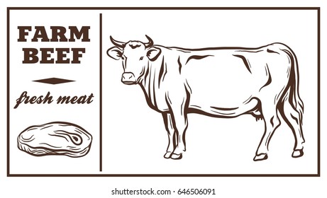 Label of meat products. Beef