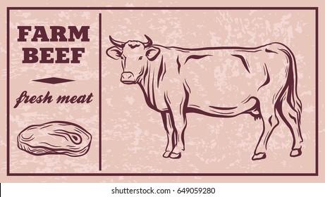 Label of meat products. Beef