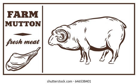 Label of meat products. Mutton
