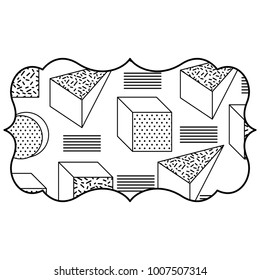 label with memphis pattern geometric texture design