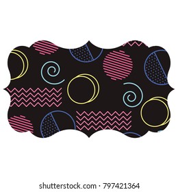 label with memphis pattern geometric texture design