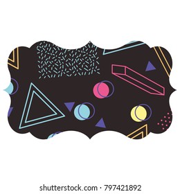 label with memphis pattern geometric texture design