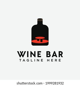 Label for menu design restaurant or cafe, Wine bottle with table and chairs