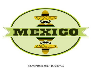 label with mexico and man wearing sombrero