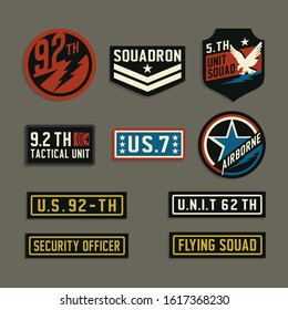 Label of military typography, tee shirt graphics, vectors