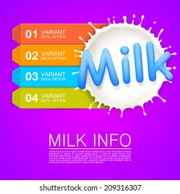 Etiqueta de información de leche. ilustración vectorial