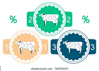 Label for milk. Linear icon with a cow. Vector.