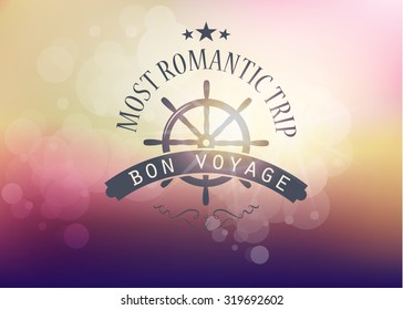 label the most romantic trip on a blurred background