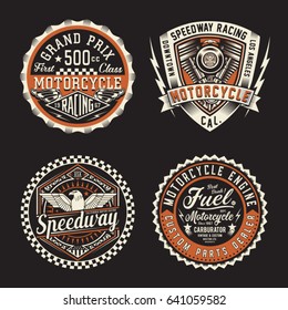 Label of Motorcycle racing typography, tee shirt graphics, vectors