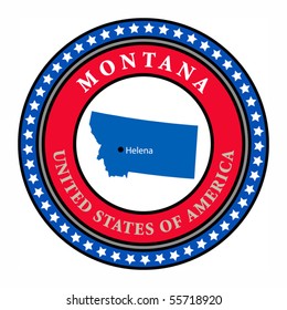 Label with name and map of Montana, vector illustration